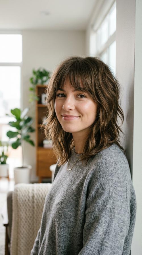 Shaggy Medium Cut with Bangs