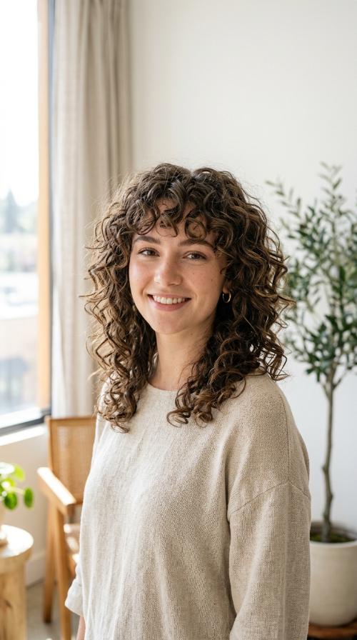 Shaggy Perm with Curly Bangs