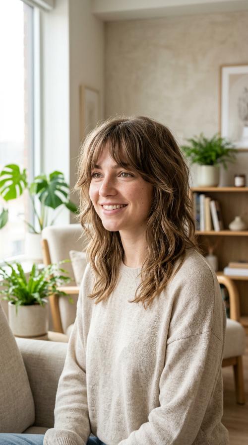 Shaggy Razor Cut with Curtain Bangs