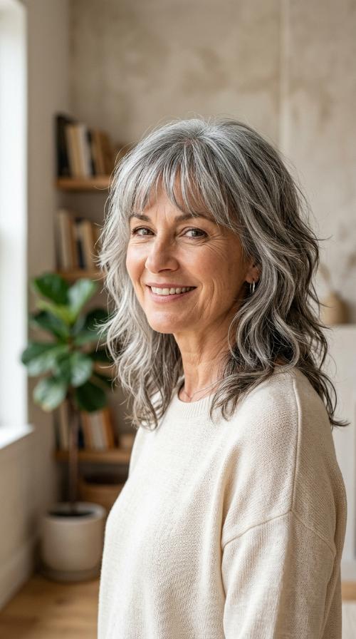 Shaggy Shoulder-Length Cut with Bangs