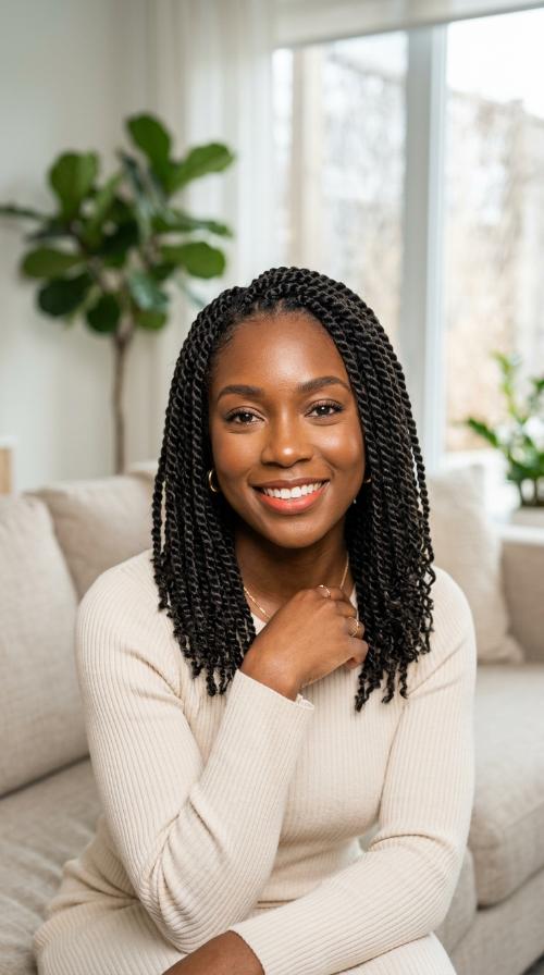 Shoulder-Grazing Senegalese Twists