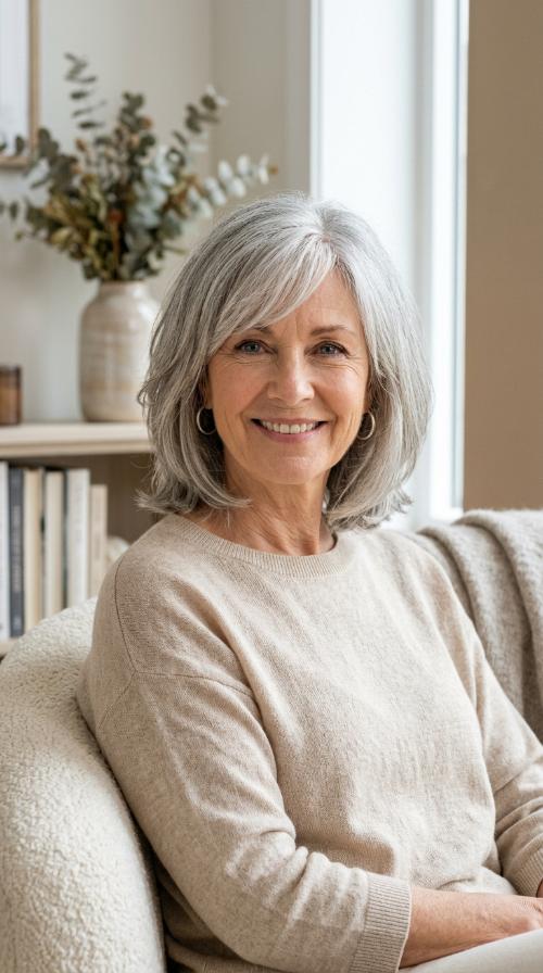 Shoulder-Length Cut with Side-Swept Bangs