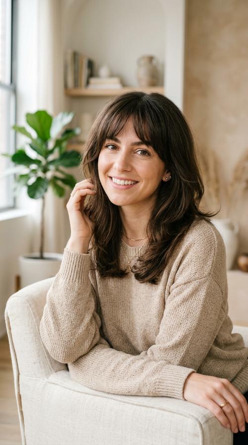 Shoulder-Length Cut with Wispy Bangs
