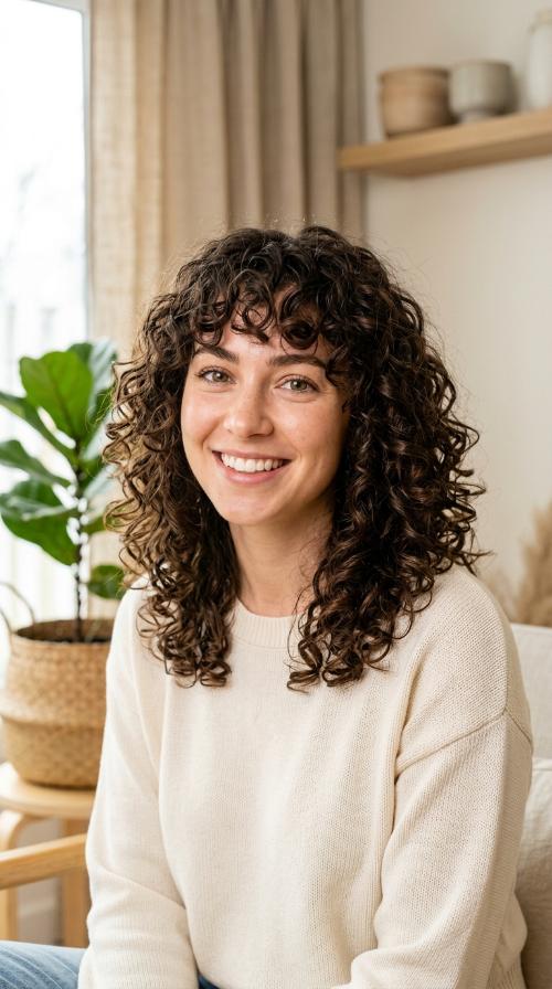 Shoulder-Length Layers with Bangs