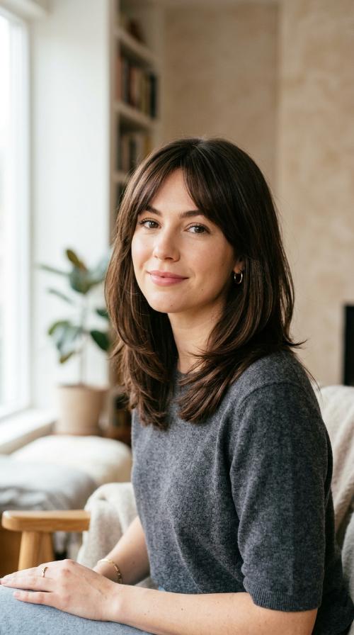 Shoulder-Length Layers with Side-Swept Fringe
