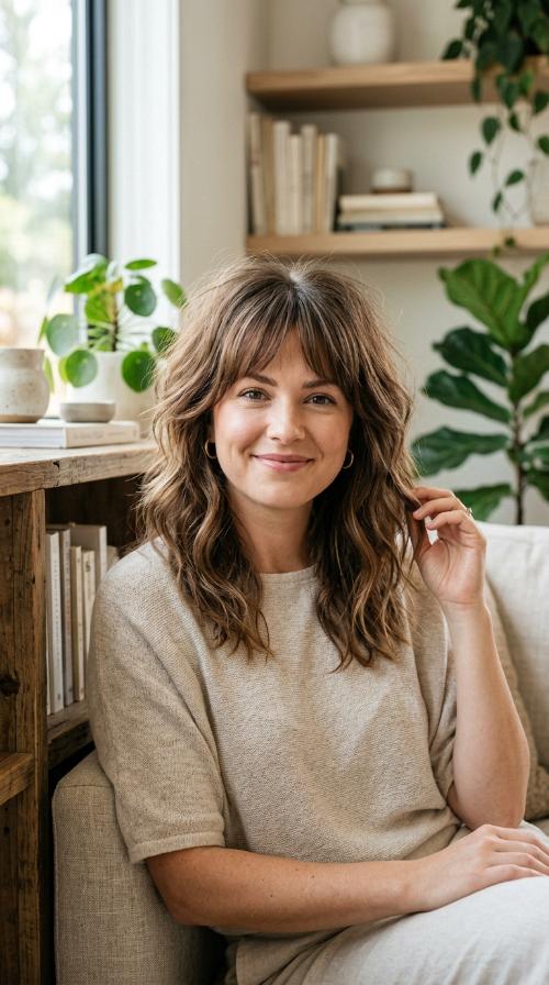 Shoulder-Length Shag with Wispy Fringe