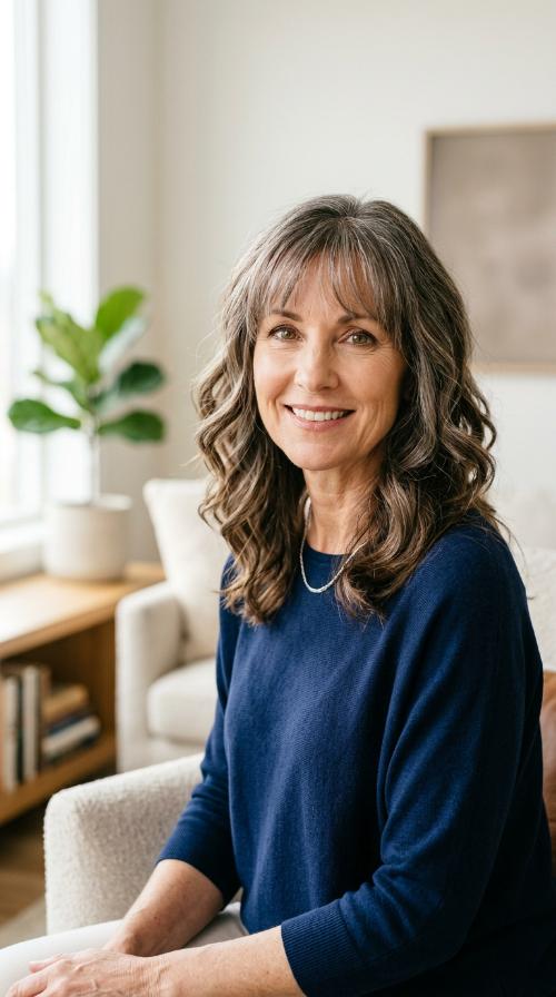 Shoulder-Length Waves with Wispy Bangs
