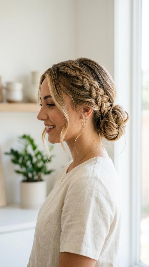 Side Braided Low Bun