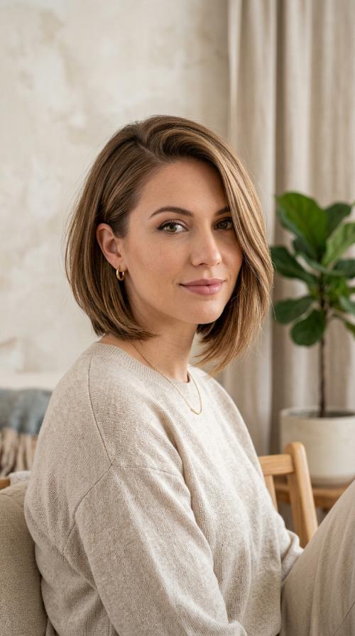 Side-Parted Asymmetrical Bob