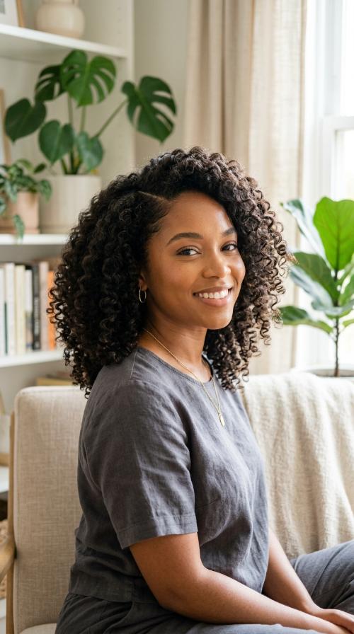Side-Parted Bouncy Curls