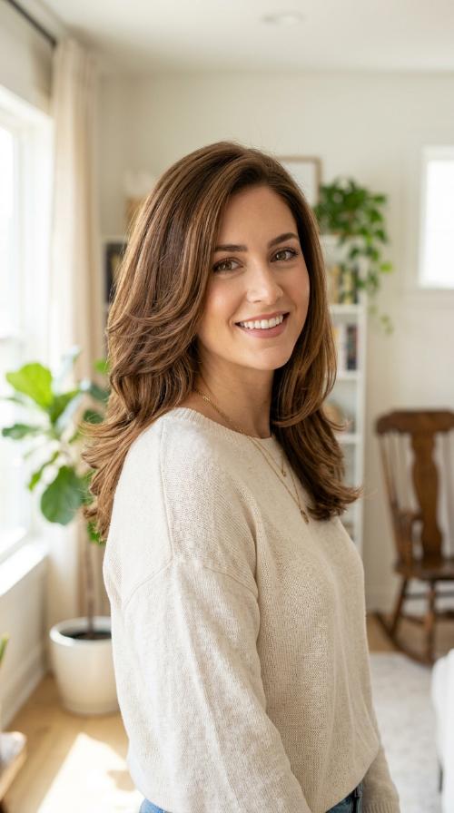 Side-Parted Layered Blowout