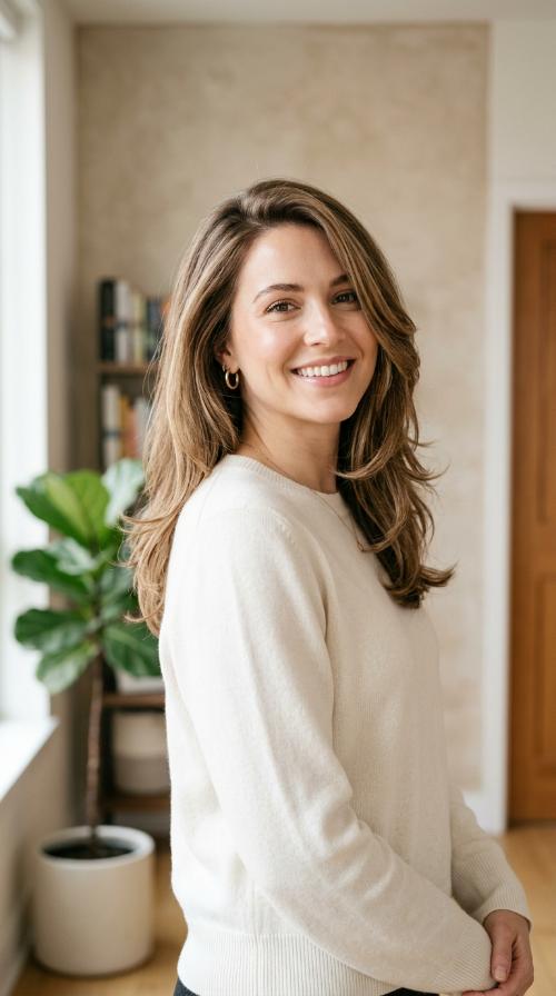 Side-Parted Layered Blowout