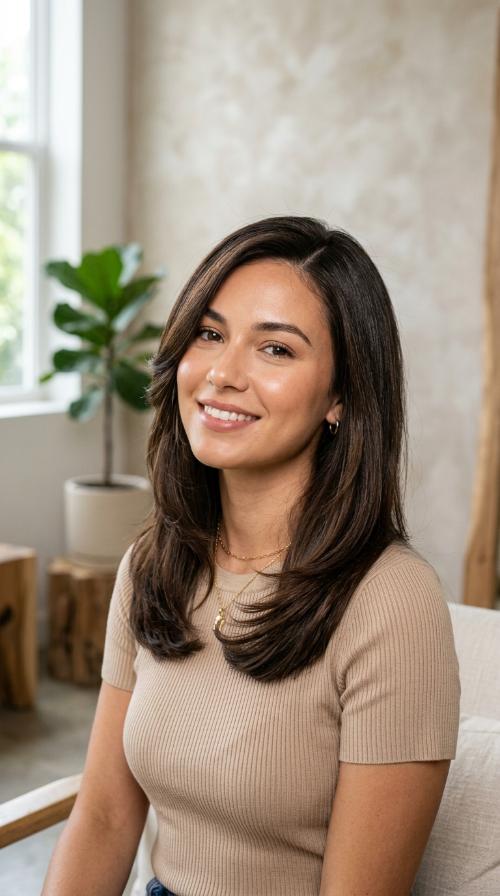 Side-Parted Layered Blowout