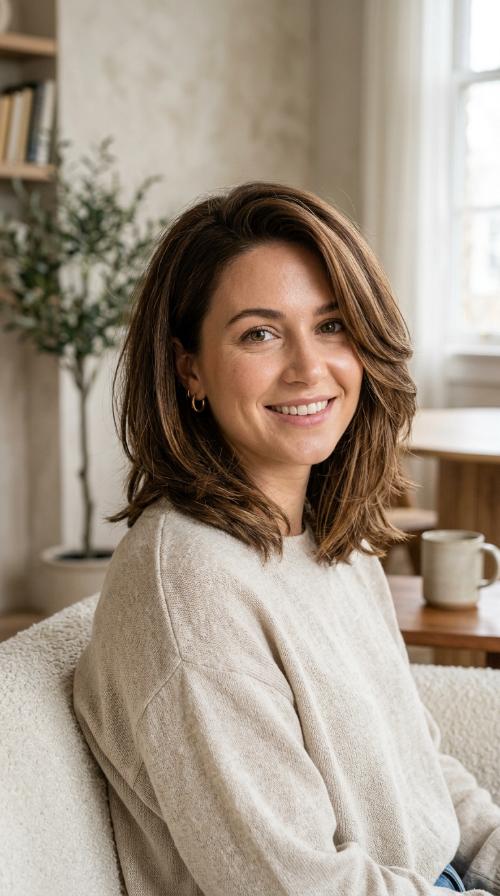 Side-Parted Layered Bob