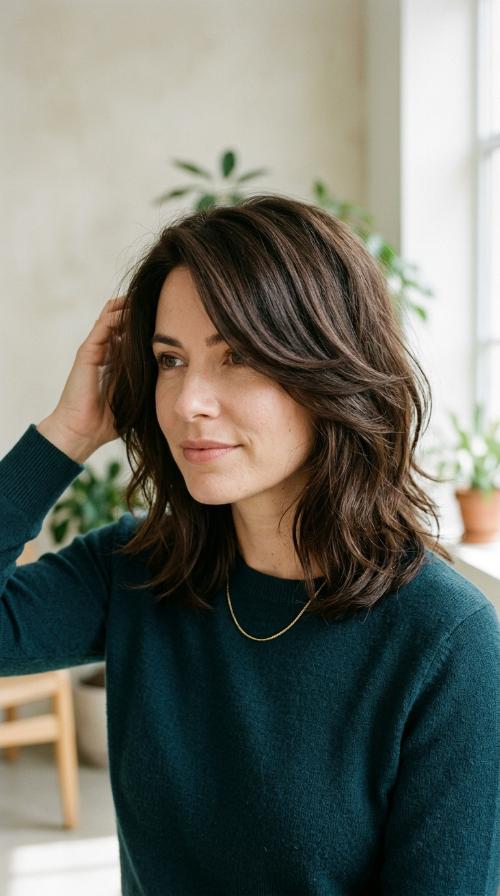 Side-Parted Layered Collarbone Cut
