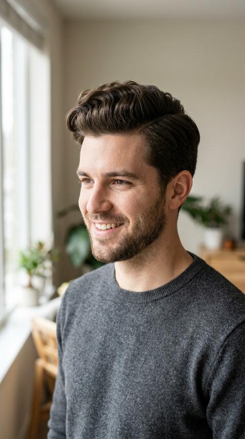 Side-Parted Pompadour