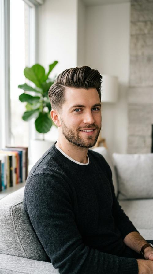 Side-Parted Pompadour