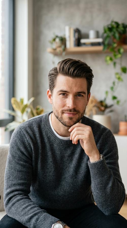 Side-Parted Pompadour