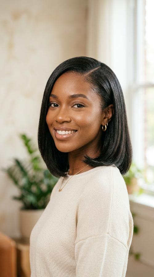 Side-Parted Sleek Lob