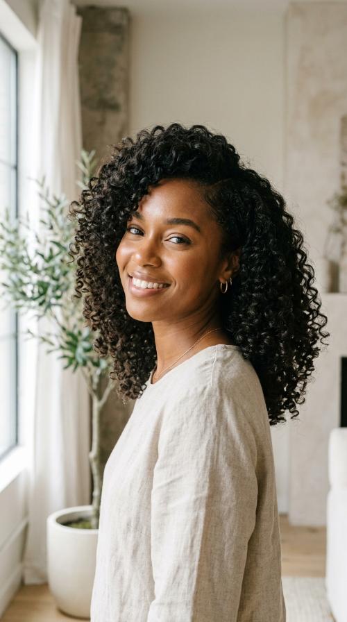 Side-Parted Voluminous Curls