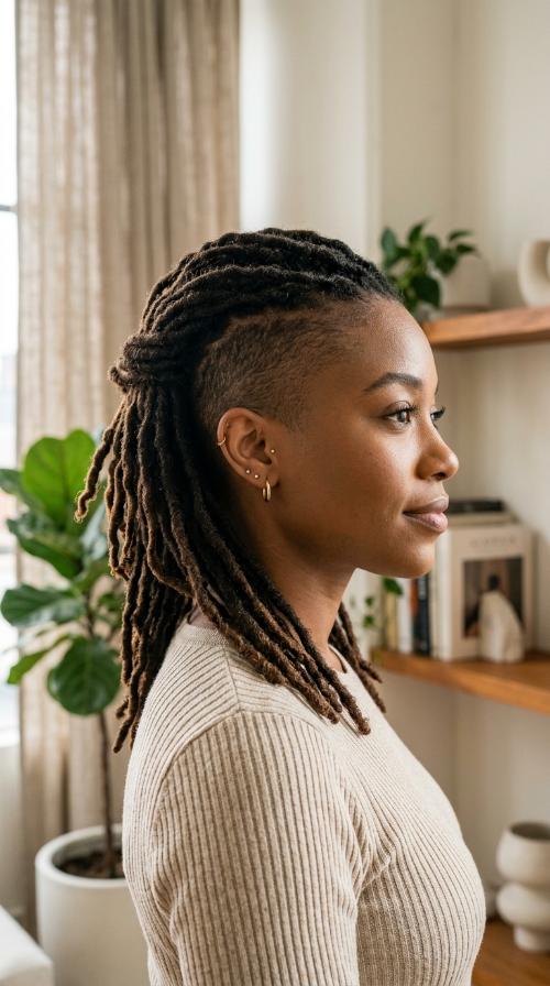 Side-Shaved Loc Silhouette