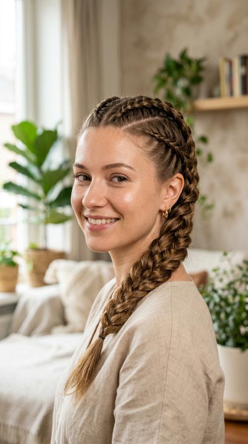 Side Sweep Dutch Braid