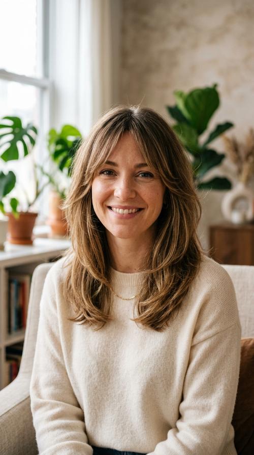 Side-Swept Bangs with Medium Layers