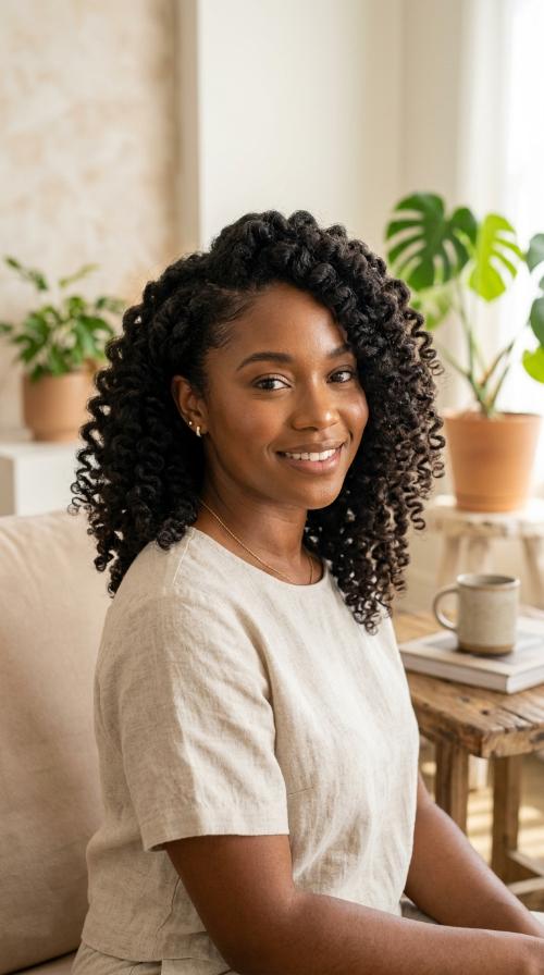 Side-Swept Bantu Knot Out