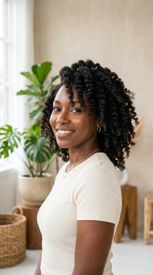 Side-Swept Bantu Knot Out