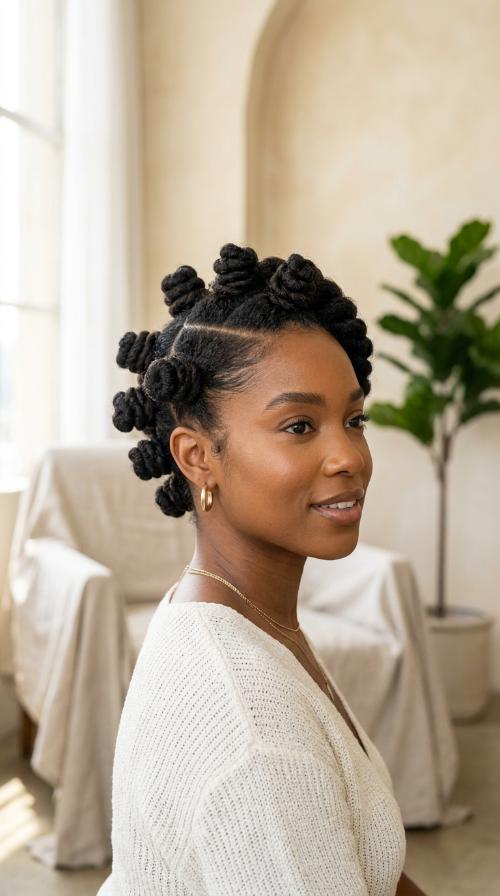Side-Swept Bantu Knots