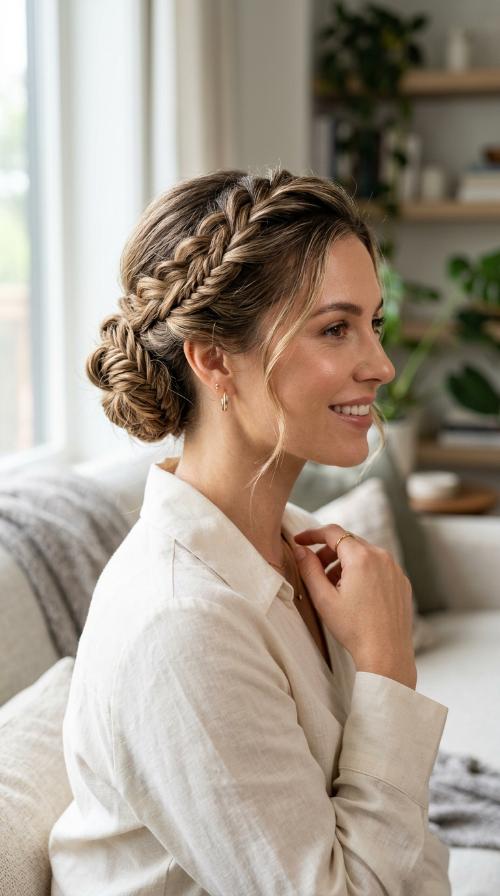 Side-Swept Braided Updo