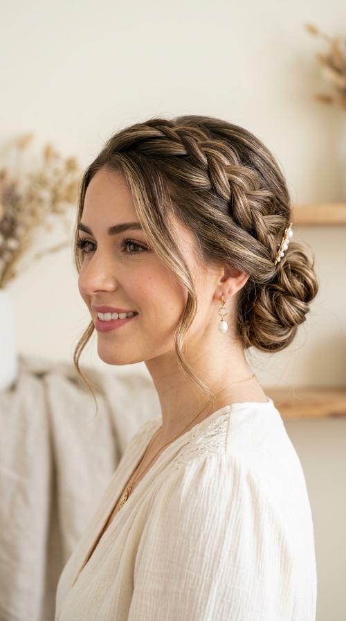 Side-Swept Braided Updo
