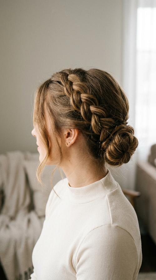Side-Swept Braided Updo
