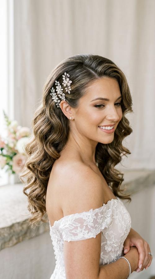Side-Swept Curls with Jeweled Clips