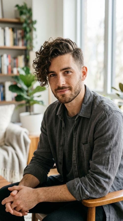Side-Swept Curly Undercut