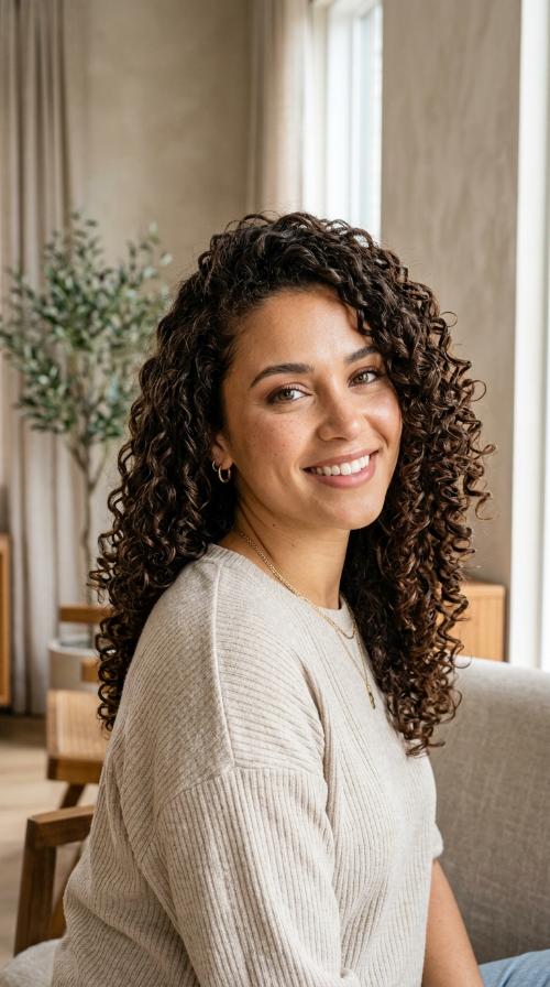 Side-Swept Defined Ringlets
