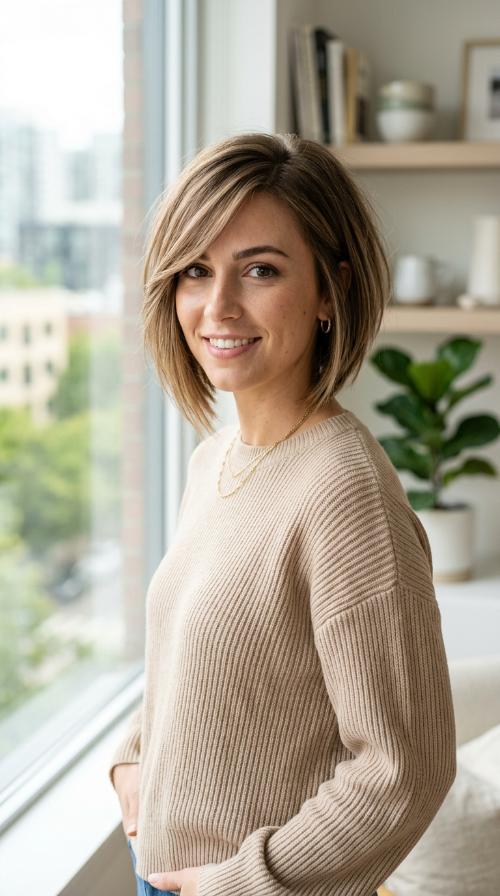 Side-Swept Fringe Inverted Bob