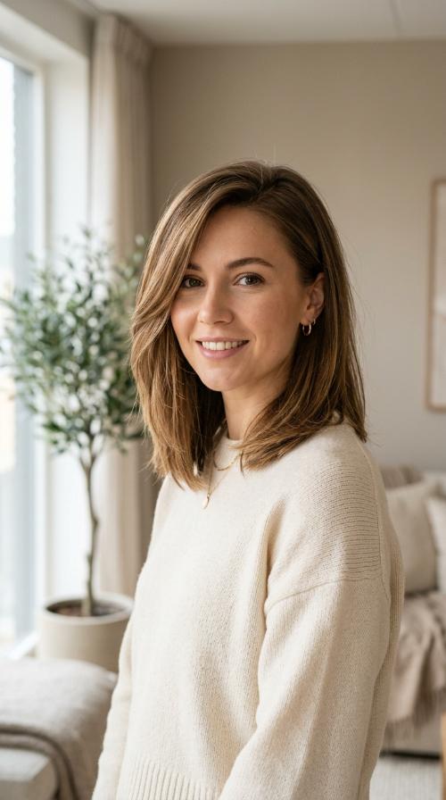Side-Swept Med-Length Cut
