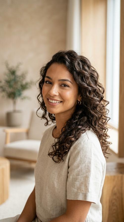 Side-Swept Romantic Curls