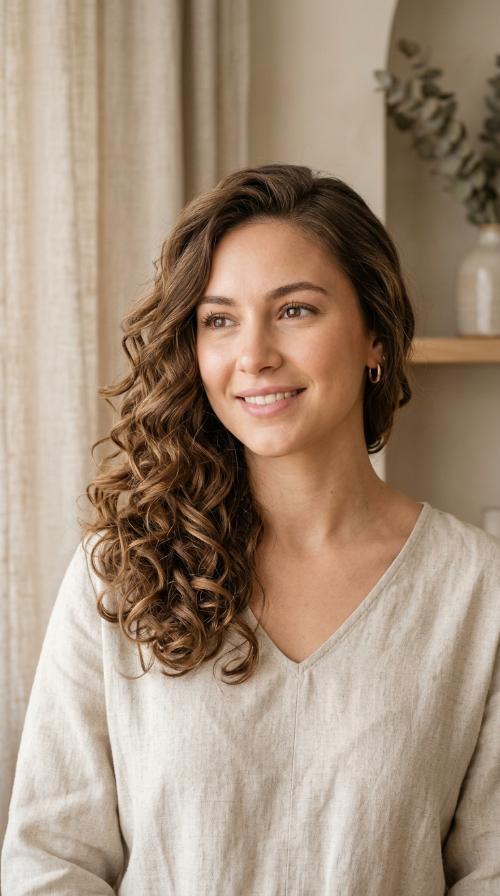Side-Swept Romantic Curls