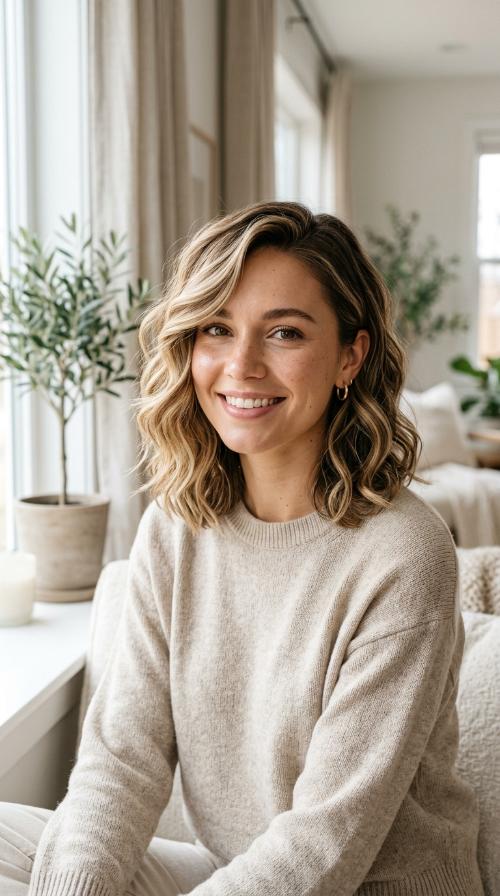 Side-Swept Wavy Bob