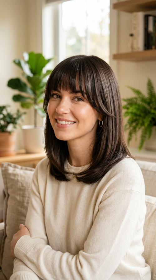 Sleek and Polished Straight Bangs