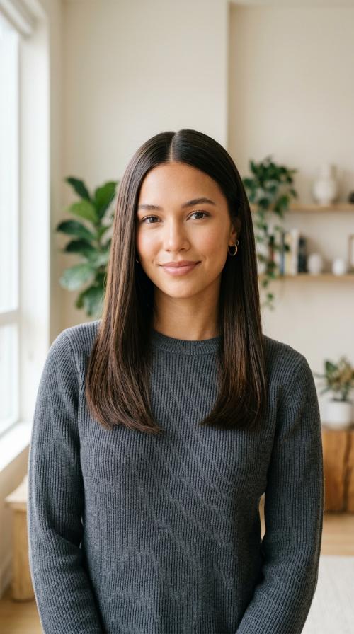 Sleek and Straight with a Middle Part
