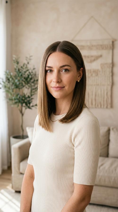 Sleek Blunt Cut with Middle Part