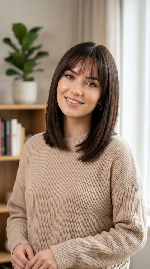Sleek Blunt Cut with See-Through Bangs