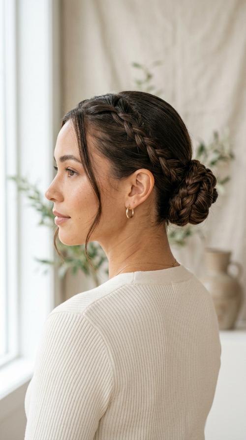 Sleek Braided Low Bun