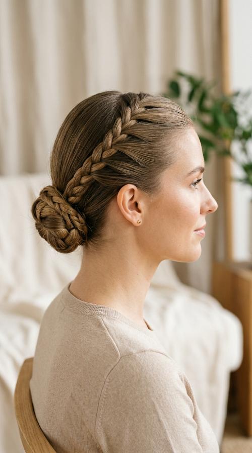 Sleek Braided Low Bun