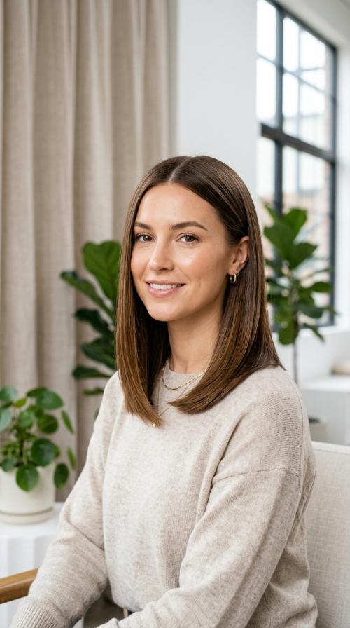 Sleek Center-Parted Lob