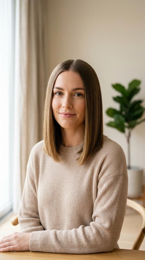 Sleek Center-Parted Lob
