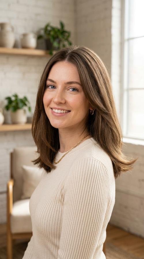 Sleek Center-Parted Soft Blowout